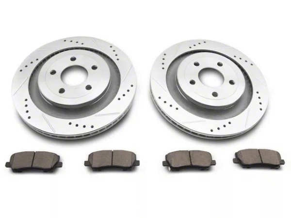 C&L Super Sport Cross-Drilled and Slotted Brake Rotor and Pad Kit; Rear